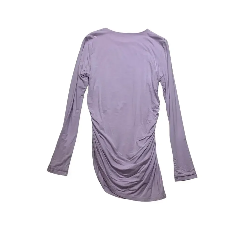 Veiled size medium long sleeve lavender conservative shirt lined ruched tunic